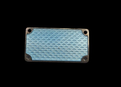Antique Gilt Sterling Silver & Blue Guilloche Enamel Pin