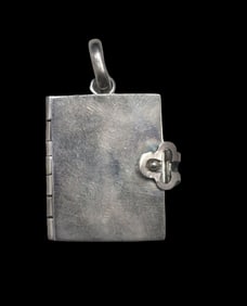 Unusual Vintage TAXCO Mexico Sterling Silver Book Shaped Picture Locket Pendant