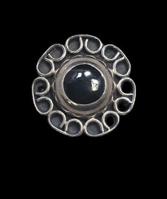 Vintage TAXCO Mexico Sterling Silver & Black Onyx Pill Box