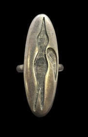Very Unusual Large Vintage Sterling Silver Ring with Bird Design
