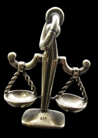 Vintage European 835 Silver Balance / Scale - Zodiac Libra Pendant