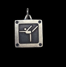 Unusual Vintage Sterling Silver Olympic Ice Skating Designer Pendant