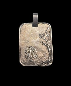 Vintage Mid-Century European 835 Silver Zodiac Pendant - Cancer
