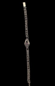 Antique ca. 1900 European Gold Filled Metal & Ruby Bracelet