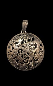 Vintage Floral Pierced Gilr Sterling Silver Pendant