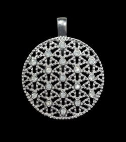 Unusual Vintage Sterling Silver & Moonstone Floral Pendant