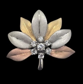 Vintage Multicolor Sterling Silver & Rhinestone Floral Pendant