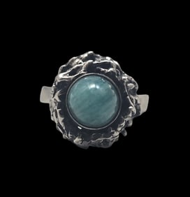 Vintage Mid-Century Modern European 835 Silver & Gemstone Ring