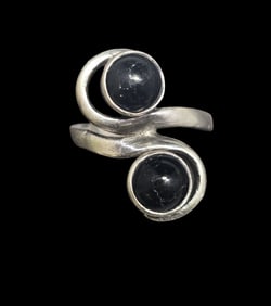 Vintage Mid-Century Modern European 835 Silver & Black Onyx Ring