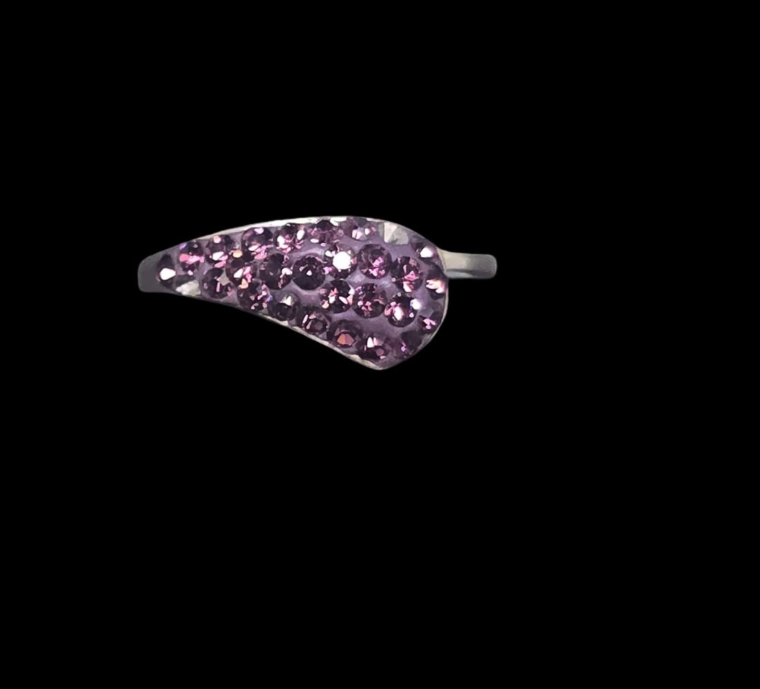 Vintage Sterling Silver & Pink Rhinestone Cluster Ring (1 of 9)