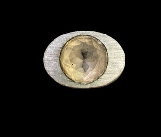 Vintage Mid-Century Modern European 835 Silver & Rock Crystal Ring