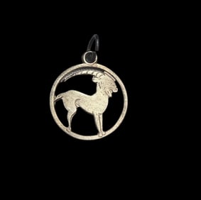 Vintage Mid-Century European 830 Silver Zodiac Pendant - Capricorn