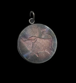 Vintage Mid-Century European 830 Silver Zodiac Pendant - Taurus