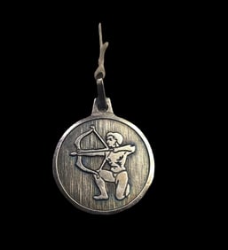 Vintage Mid-Century European Sterling Silver Zodiac Pendant - Sagittarius