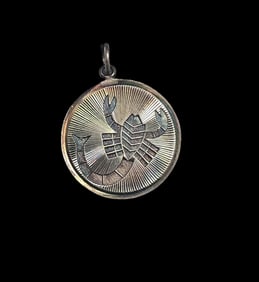 Vintage Mid-Century European 830 Silver Zodiac Pendant - Cancer