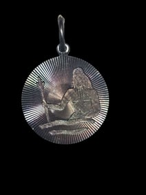 Vintage Mid-Century European Sterling Silver Zodiac Pendant - Aquarius