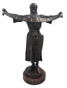 After EMMANUEL FREMIET (1824-1910) "CREDO / I BELIEVE" Knight Bronze Sculpture, ca. 1900