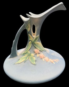 Vintage ROSEVILLE Art Pottery BLEEDING HEART Blue Ceramic Ewer