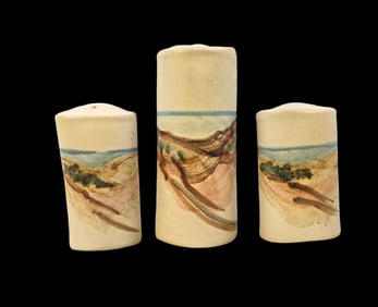 Vintage Handmade Studio Ceramic Ocean Themed Condiment Shaker Set of 3