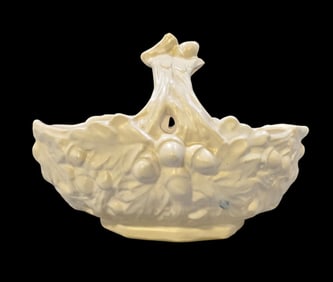 Vintage Mid-Century Modern MCCOY White Ceramic Fruit Basket