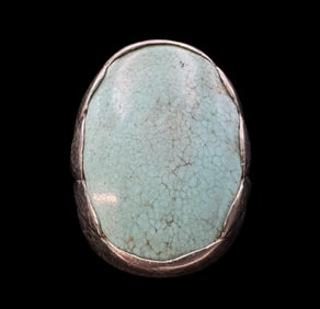 Vintage Sterling Silver /w Blue Turquoise Ring Native American Ring - Signed