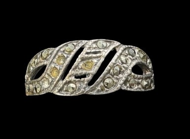 Vintage Sterling Silver & Marcasite Gemstone Ring