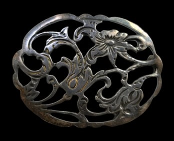 Vintage Pierced Sterling Silver Floral Pin Brooch