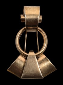 Unusual Vintage Gilt Sterling Silver Pin Brooch