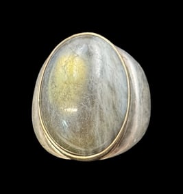 Vintage Mid-Century Sterling Silver & Labradorite Gemstone Ring