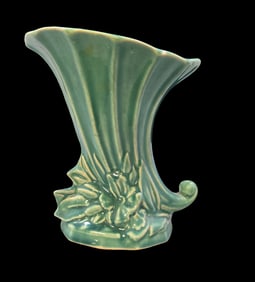 Vintage Mid-Century Modern MCCOY Blue Art Pottery Cornucopia Vase