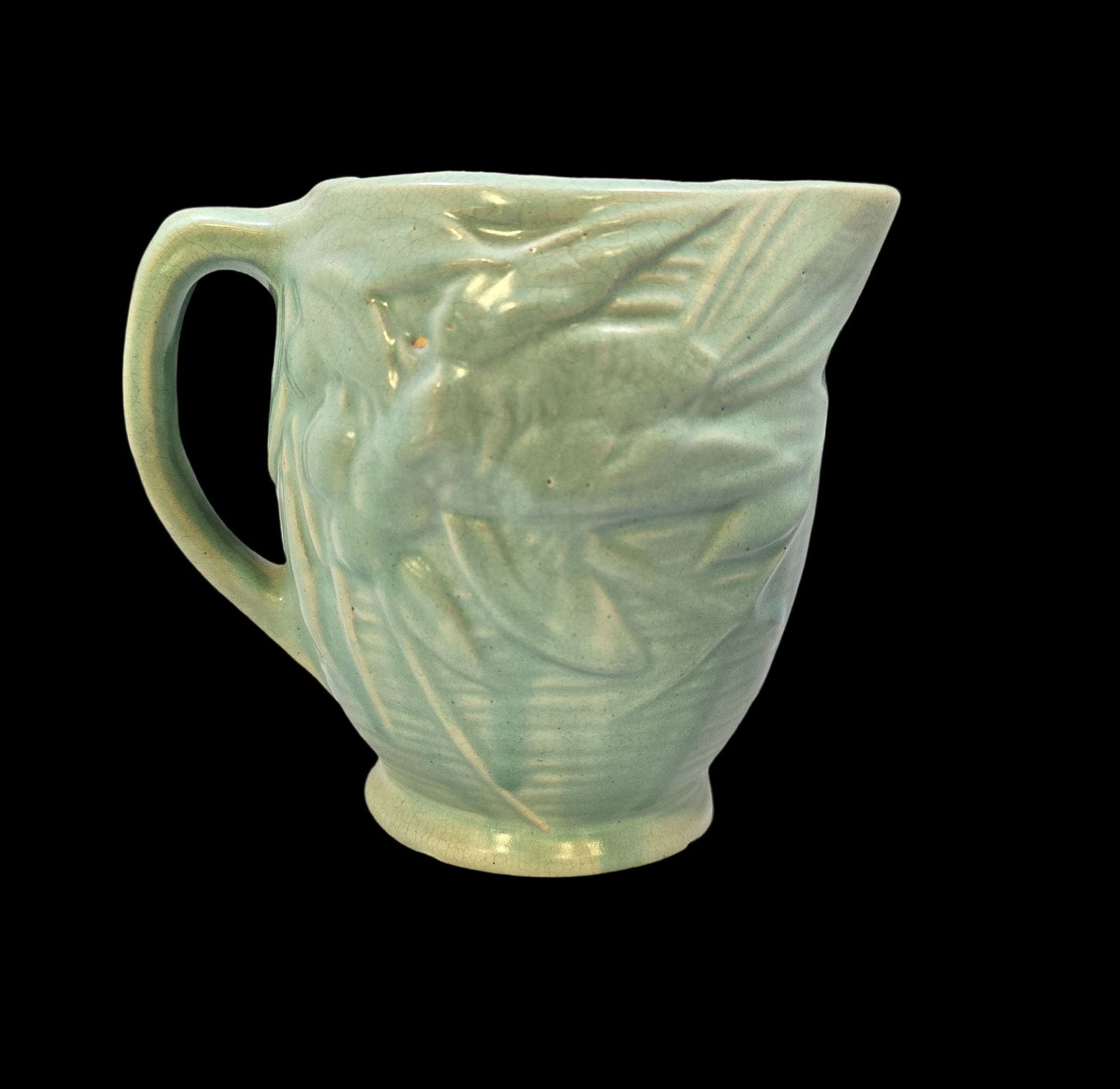 Vintage Mid-Century MCCOY Bird Berries Blue Art Pottery Pitcher (1 of 6)