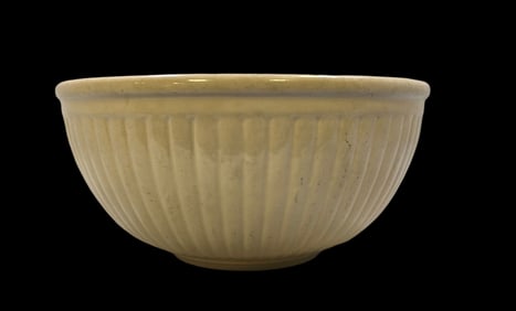 Vintage Mid-Century White Art Pottery Ribbed Mixing Bowl