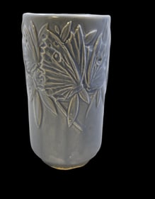 Vintage Mid-Century NELSON MCCOY Blue Art Pottery Butterfly Vase