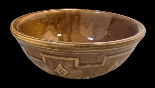 Vintage MONMOUTH Pottery Brown Glazed Mixing Bowl