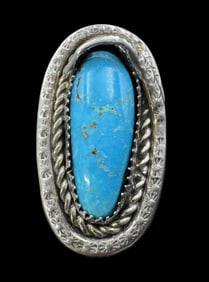 Vintage Native American Navajo Sterling Silver & Turquoise Ring