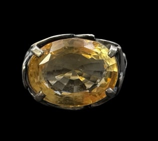 Ornate Vintage Sterling Silver & Citrine Ring