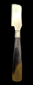 Vintage Handmade Peruvian Sterling Silver Butter Knife /w Horn Handle