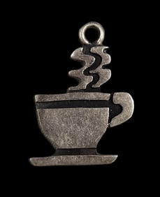 Whimsical Vintage Sterling Silver Coffee Cup Pendant Charm