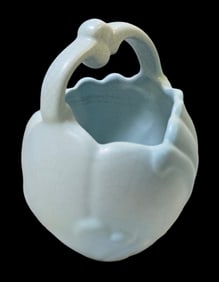 Vintage Art Pottery Blue Handled Ceramic Vase