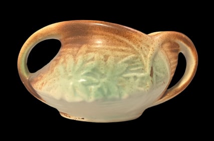 Vintage MCCOY Art Pottery Green & Brown Ceramic Bowl