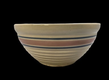 Vintage Mid-Century Striped Art Pottery Mixing Bowl