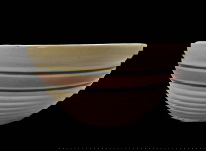 Vintage Mid-Century Striped Art Pottery Mixing Bowl: Very good vintage condition with minor wear according to age, please see pictures. No cracks or repairs. Measures approx. 4" high x 9" wide