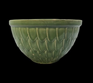Vintage Mid-Century MCCOY Green Textured Art Pottery Bowl