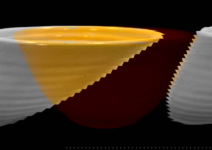 Vintage Mid-Century Yellow Art Pottery Mixing Bowl: Very good vintage condition with minor wear according to age, please see pictures. No cracks or repairs. Measures approx. 3" high x 6" wide