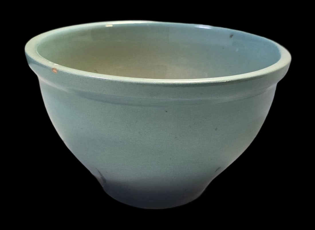 Vintage Glazed Blue Art Pottery Ceramic Bowl: Very good vintage condition with minor wear according to age, please see pictures. No cracks or repairs. Measures approx. 4" high x 7" wide. Marked.