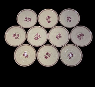 Antique WEDGWOOD "PATRICIAN" Floral Porcelain Plates - Set of 10