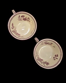 Antique WEDGWOOD "PATRICIAN" Floral Porcelain Cups - Set of 2