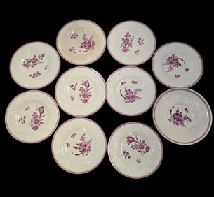 Antique WEDGWOOD "PATRICIAN" Floral Porcelain Plates - Set of 10