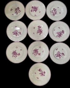 Antique WEDGWOOD "PATRICIAN" Floral Porcelain Plates - Set of 10
