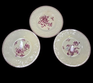 Antique WEDGWOOD "PATRICIAN" Floral Porcelain Plates - Set of 3